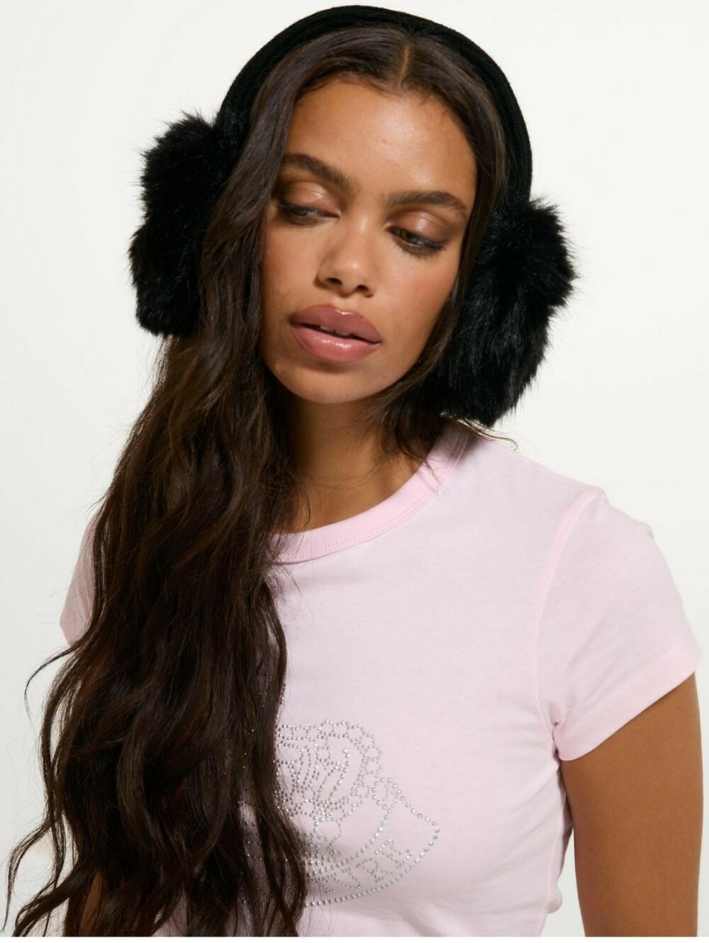 Juicy Couture Ear Muffs Limited Edition Faux Fur Black Goth One Size New No Lid